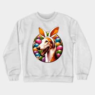 Ibizan Hound Celebrates Easter with Bunny Ears and Joy Crewneck Sweatshirt